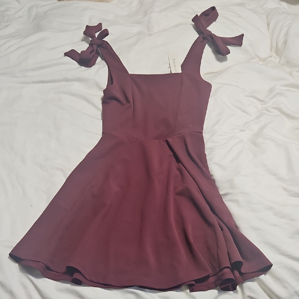 Trixxi Maroon Dress with Bow Straps